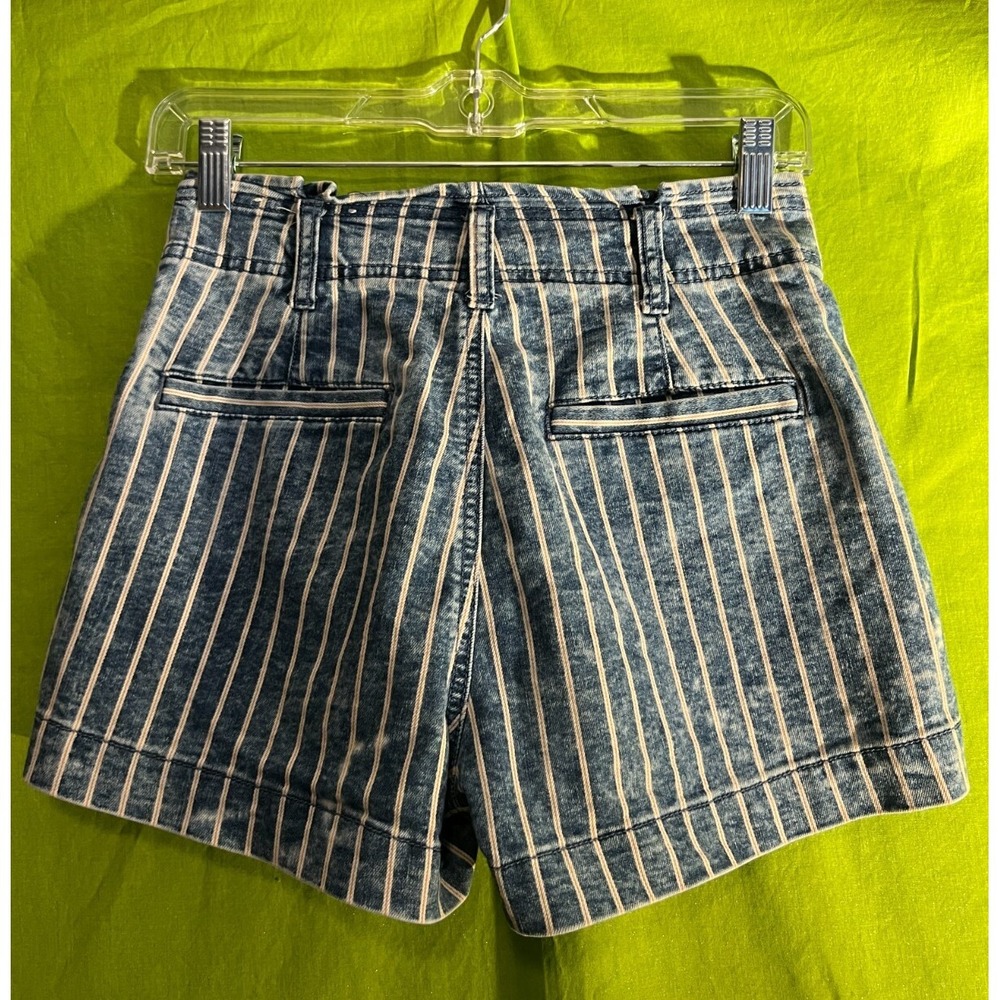 American Eagle Shorts Women's Size 00 Hi-Rise Blue White Peach/Tan Stripe Shorts - Picture 5 of 12